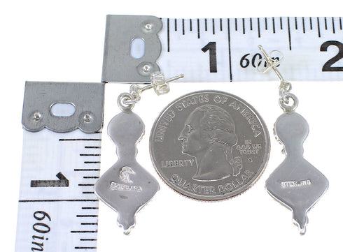 Lapis Inlay Genuine Sterling Silver Post Dangle Earrings RX70951